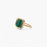 Petite Bague Mykonos Malachite - plaqué or