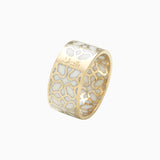 Bague ANDALOUSE plaqué or - résine blanche