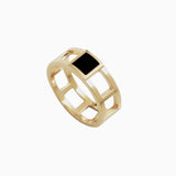Bague BOHEME plaqué or - résine noire