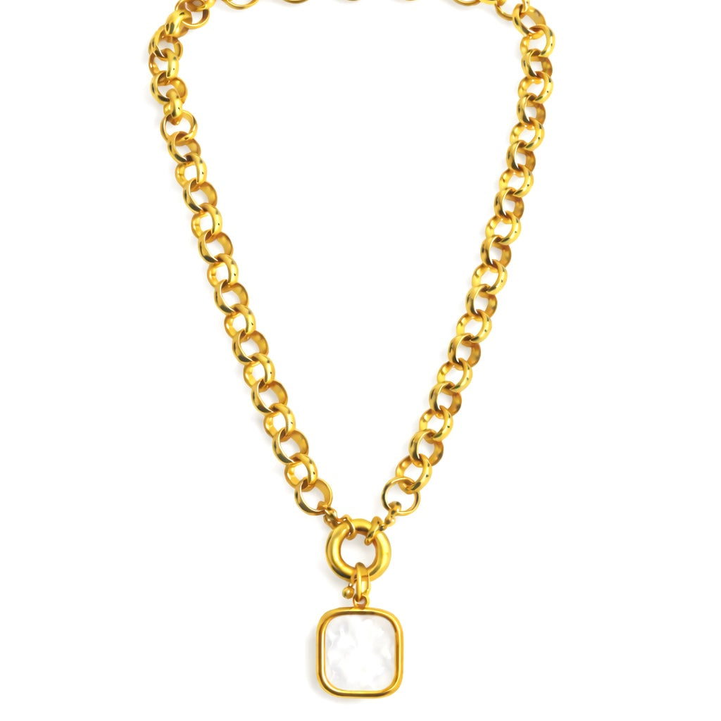 Collier jumbo MYKONOS  jaseron - carré nacre Skalli-Paris