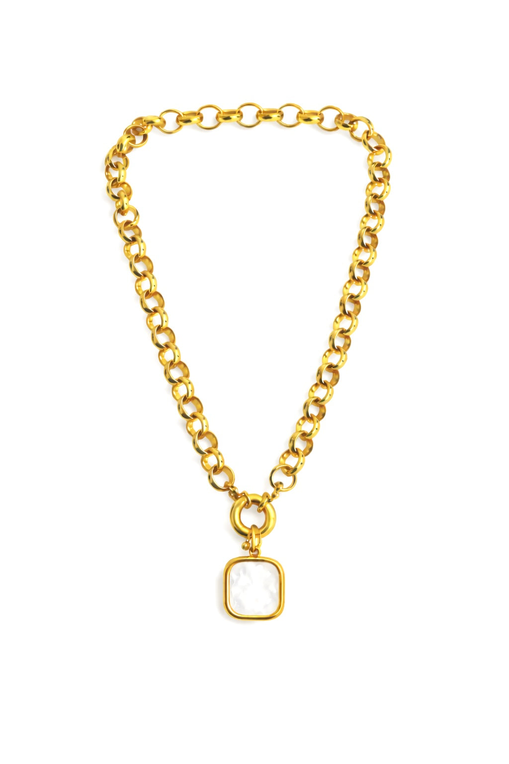 Collier jumbo MYKONOS  jaseron - carré nacre Skalli-Paris