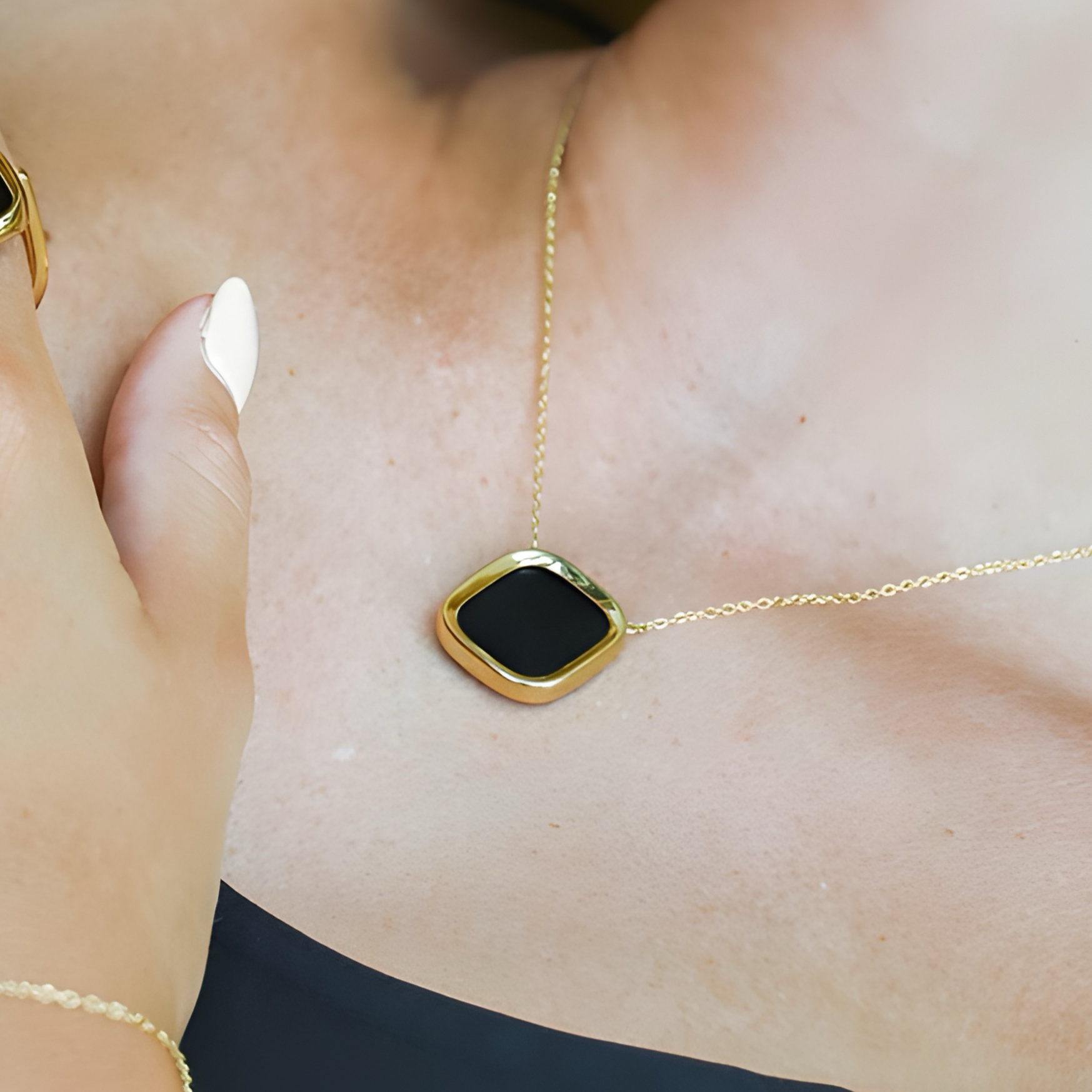 Skalli MYKONOS Necklace - Gold Plated - Onyx - SKALLI – Skalli