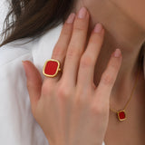 Bague MYKONOS - Corail Rouge Reconstitué