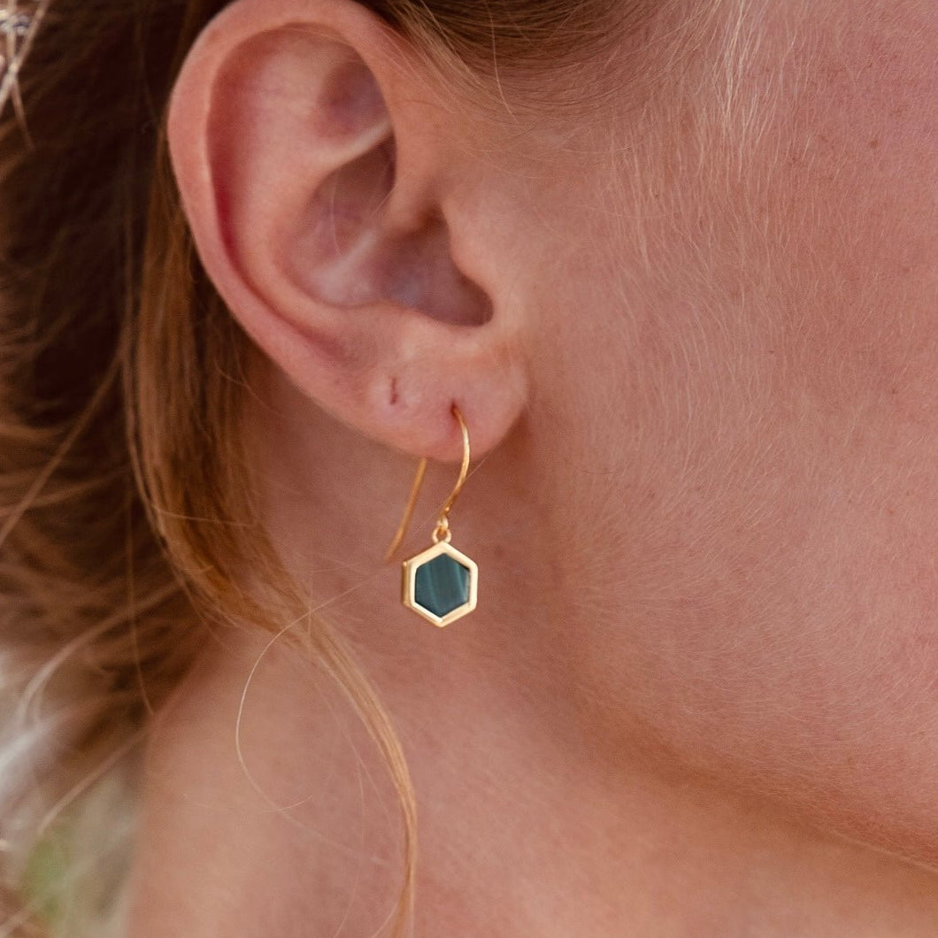 BOUCLES D'OREILLES HONEY MALACHITE SKALLI