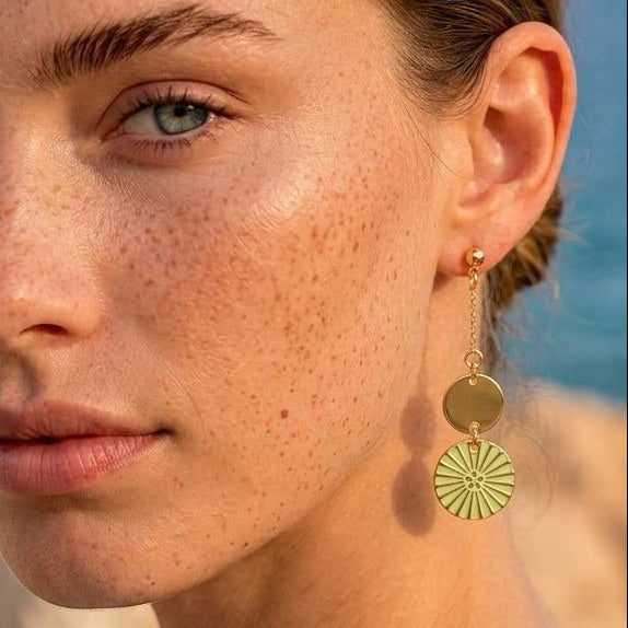 BOUCLES D'OREILLES KIMIKO VERT AMANDE Skalli-Paris