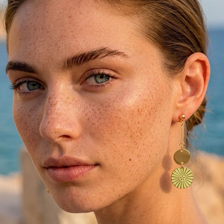 BOUCLES D'OREILLES KIMIKO VERT AMANDE Skalli-Paris