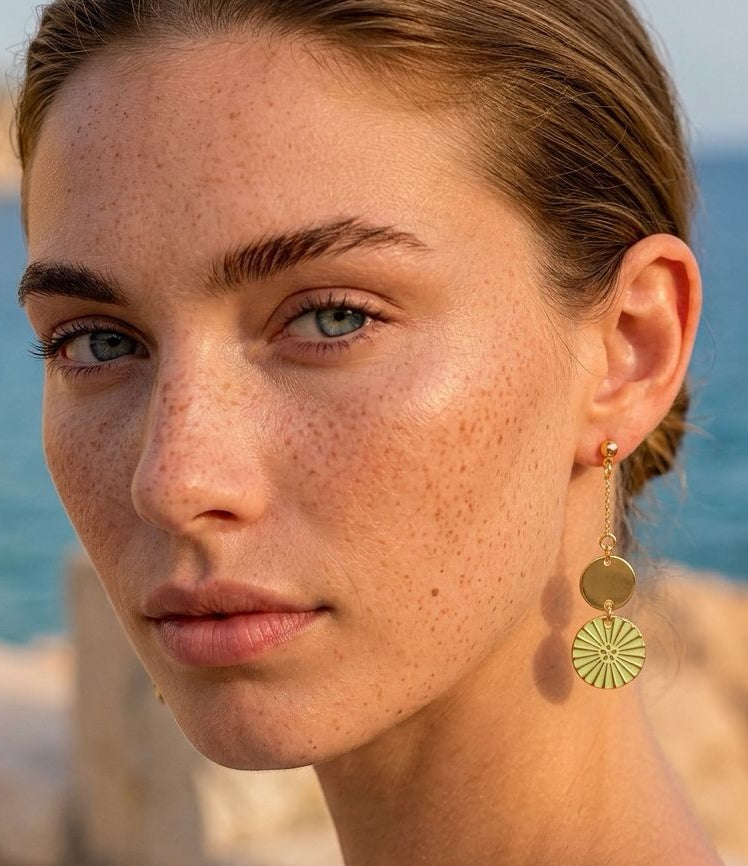 BOUCLES D'OREILLES KIMIKO VERT AMANDE Skalli-Paris