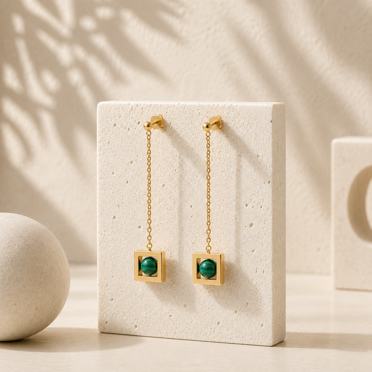 BOUCLES D'OREILLES BALANCELLE MALACHITE SKALLI