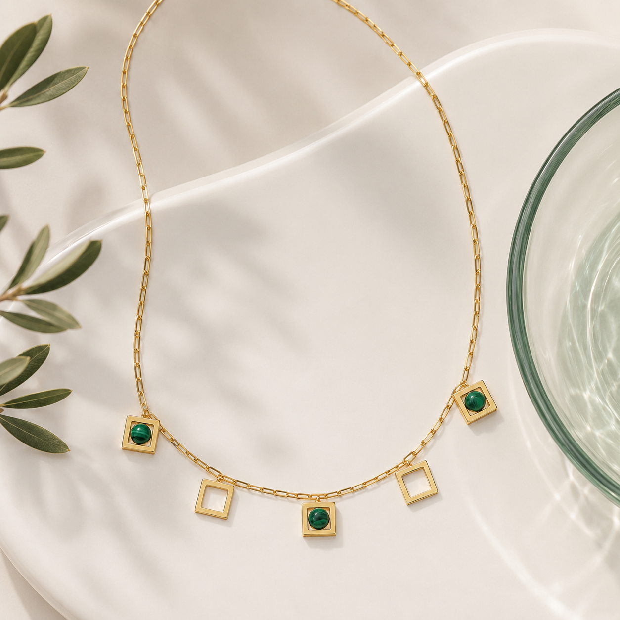 GRAND COLLIER BALANCELLE MALACHITE SKALLI