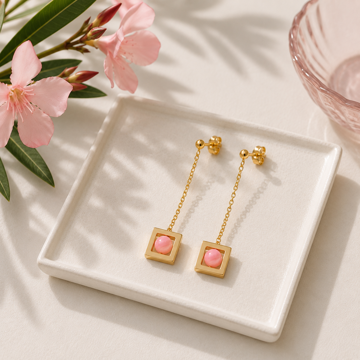 BOUCLES D'OREILLES BALANCELLE CORAIL ROSE SKALLI