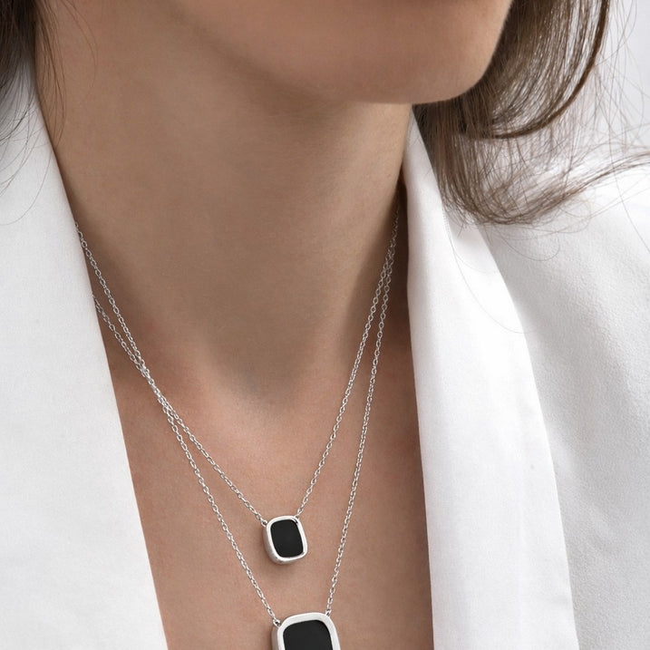 Grand collier MYKONOS argent 925 - onyx Skalli-Paris