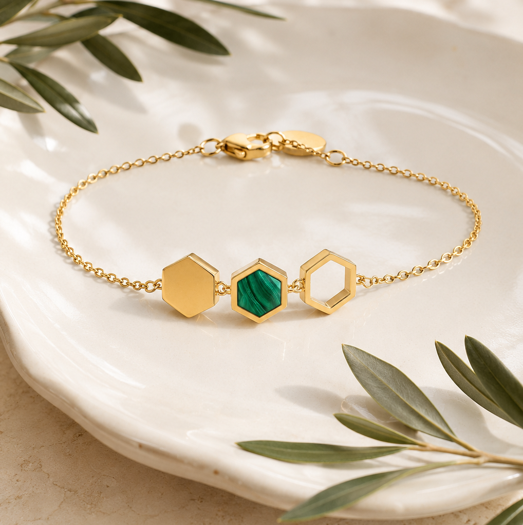BRACELET HONEY MALACHITE SKALLI