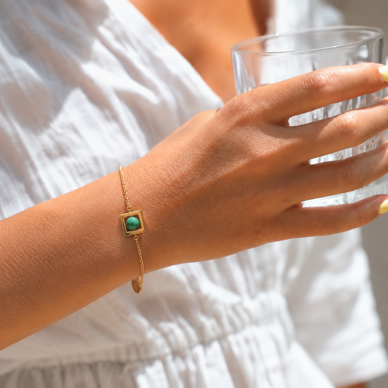 BRACELET BALANCELLE PERLE DE MALACHITE SKALLI