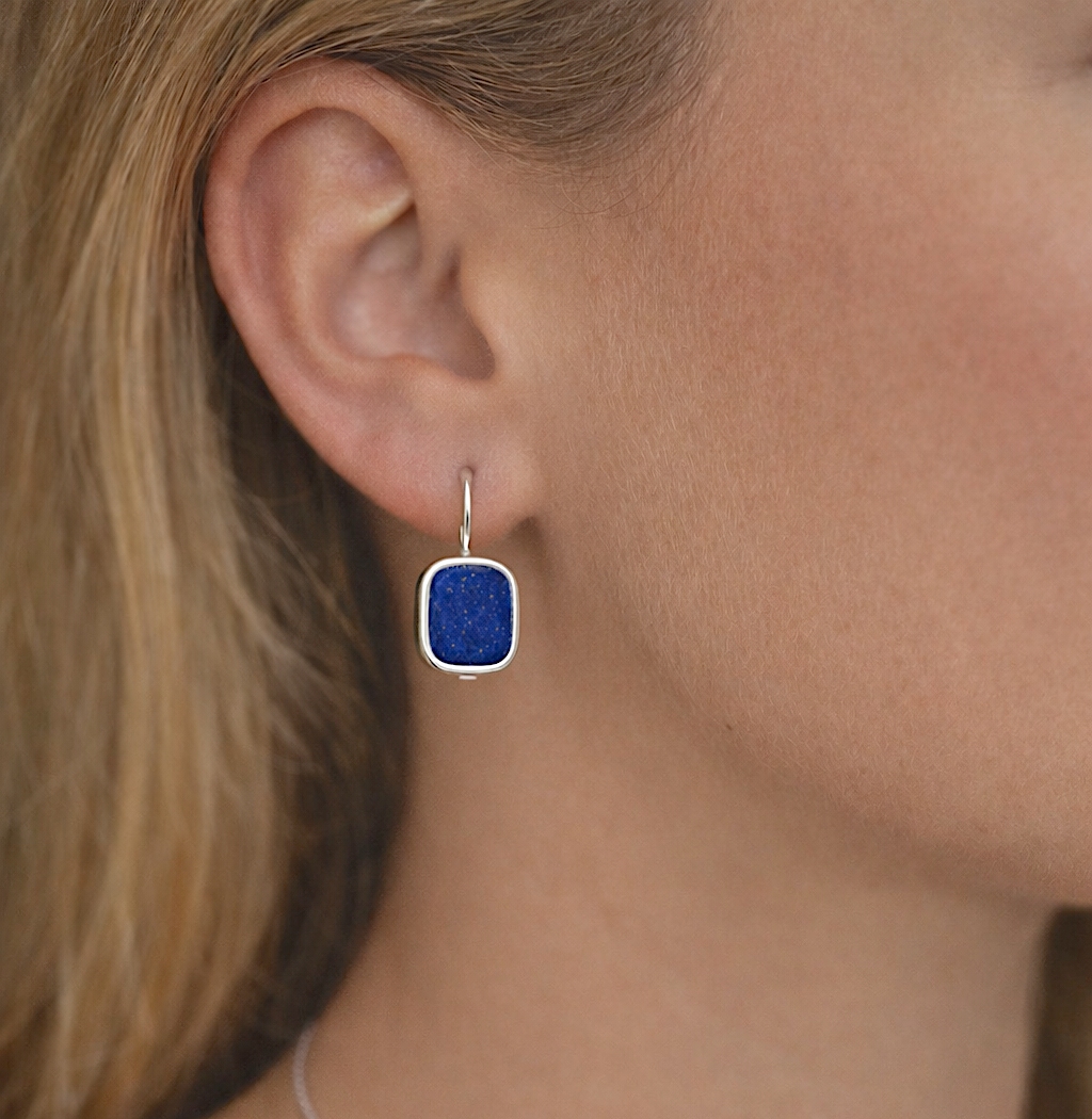 BOUCLES D'OREILLES MYKONOS ARGENT 925 LAPIS LAZULI SKALLI