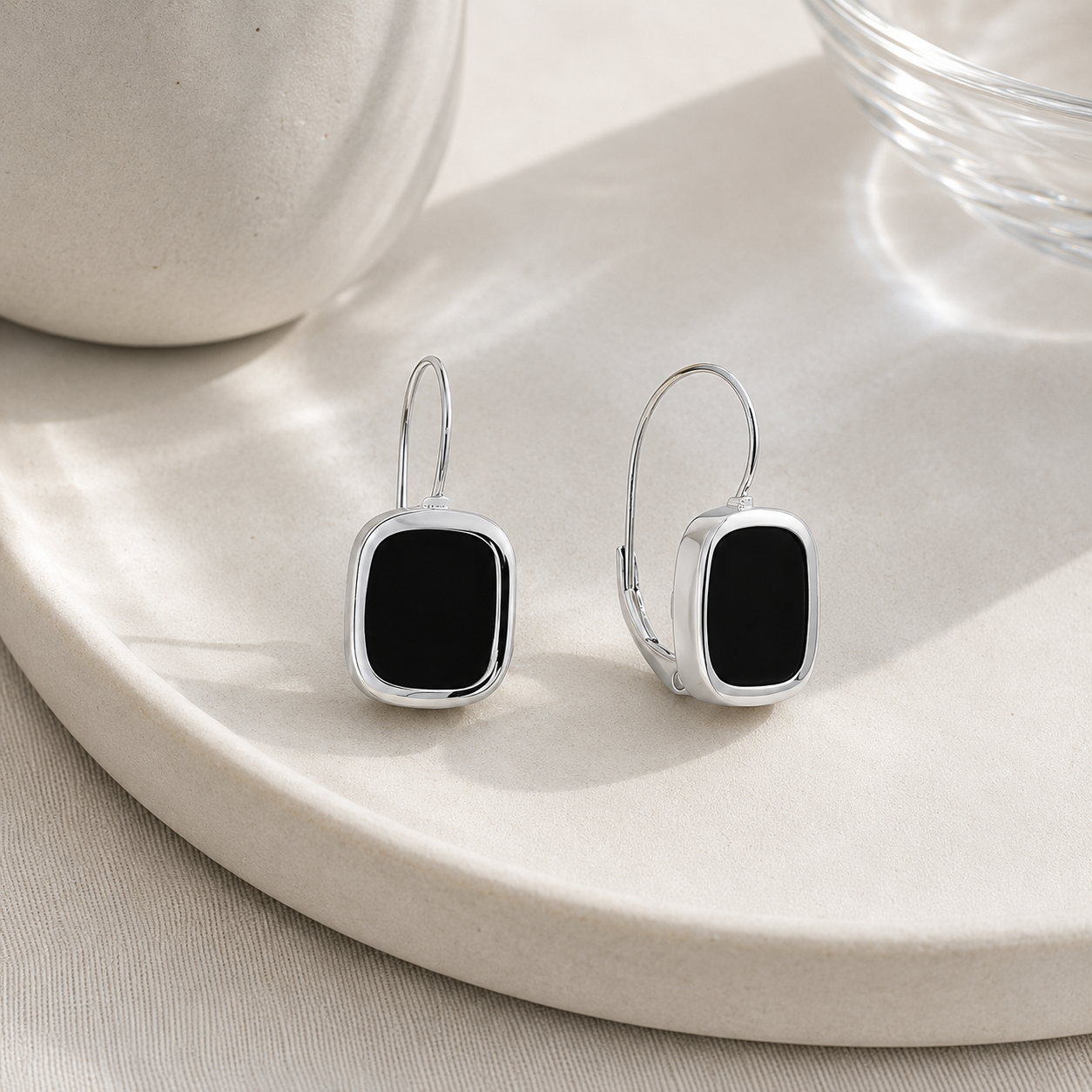 Boucles d'oreilles MYKONOS - Argent - Onyx SKALLI