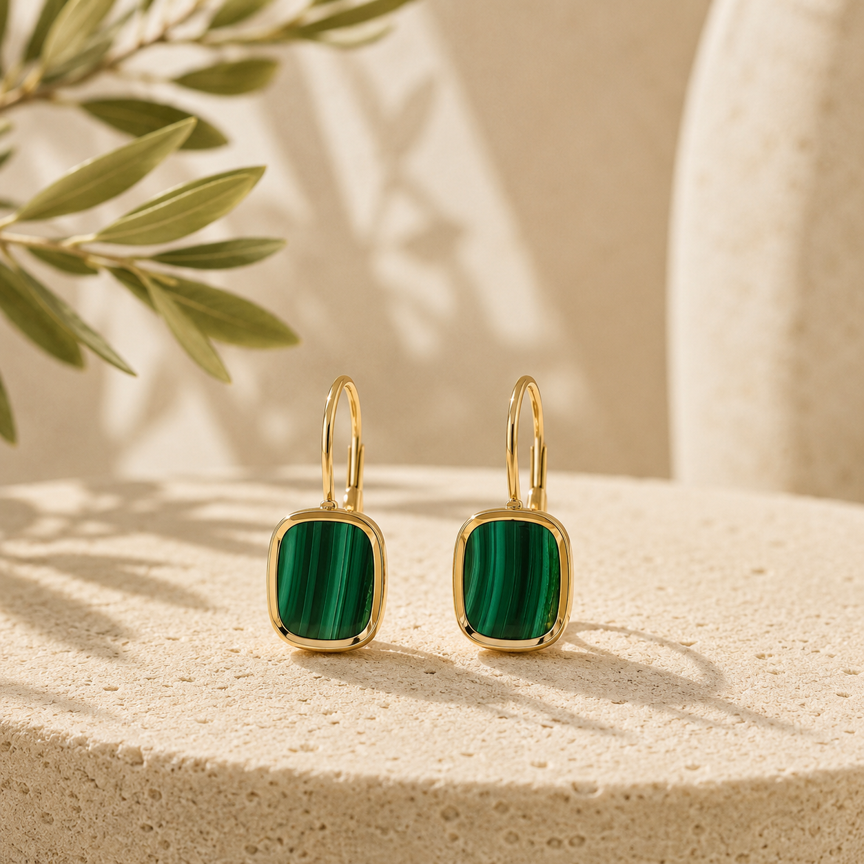 BOUCLES D'OREILLES MYKONOS MALACHITE SKALLI