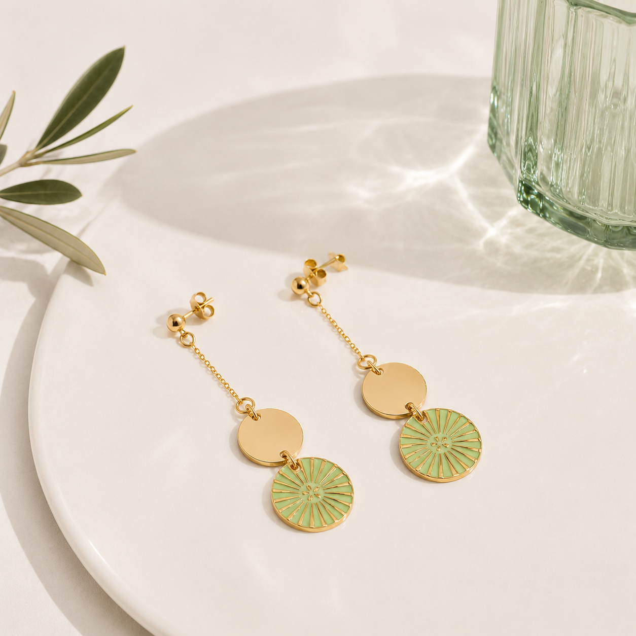 BOUCLES D'OREILLES KIMIKO VERT AMANDE Skalli-Paris