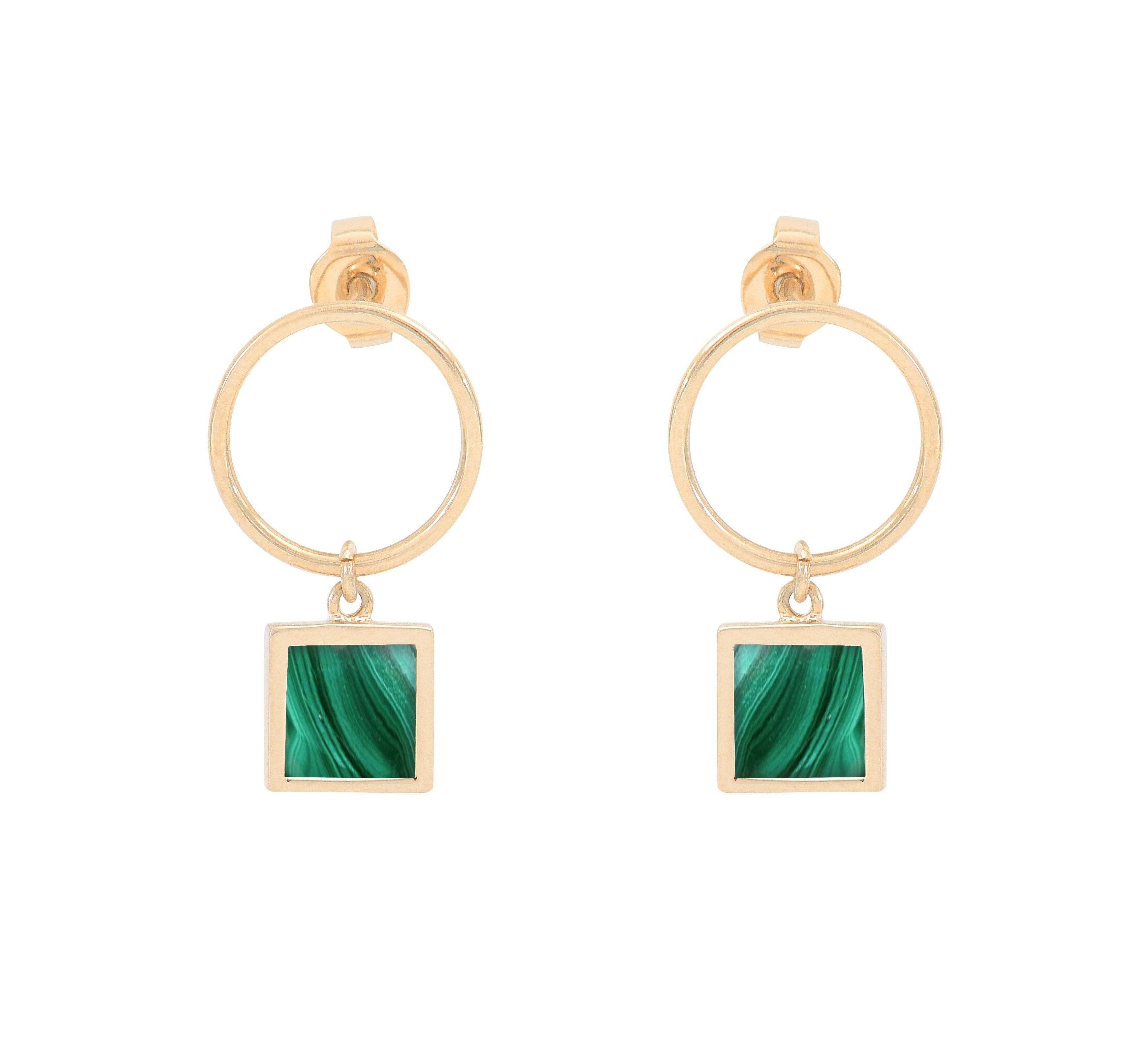 Boucles d'oreilles BOHEME - malachite Skalli-Paris