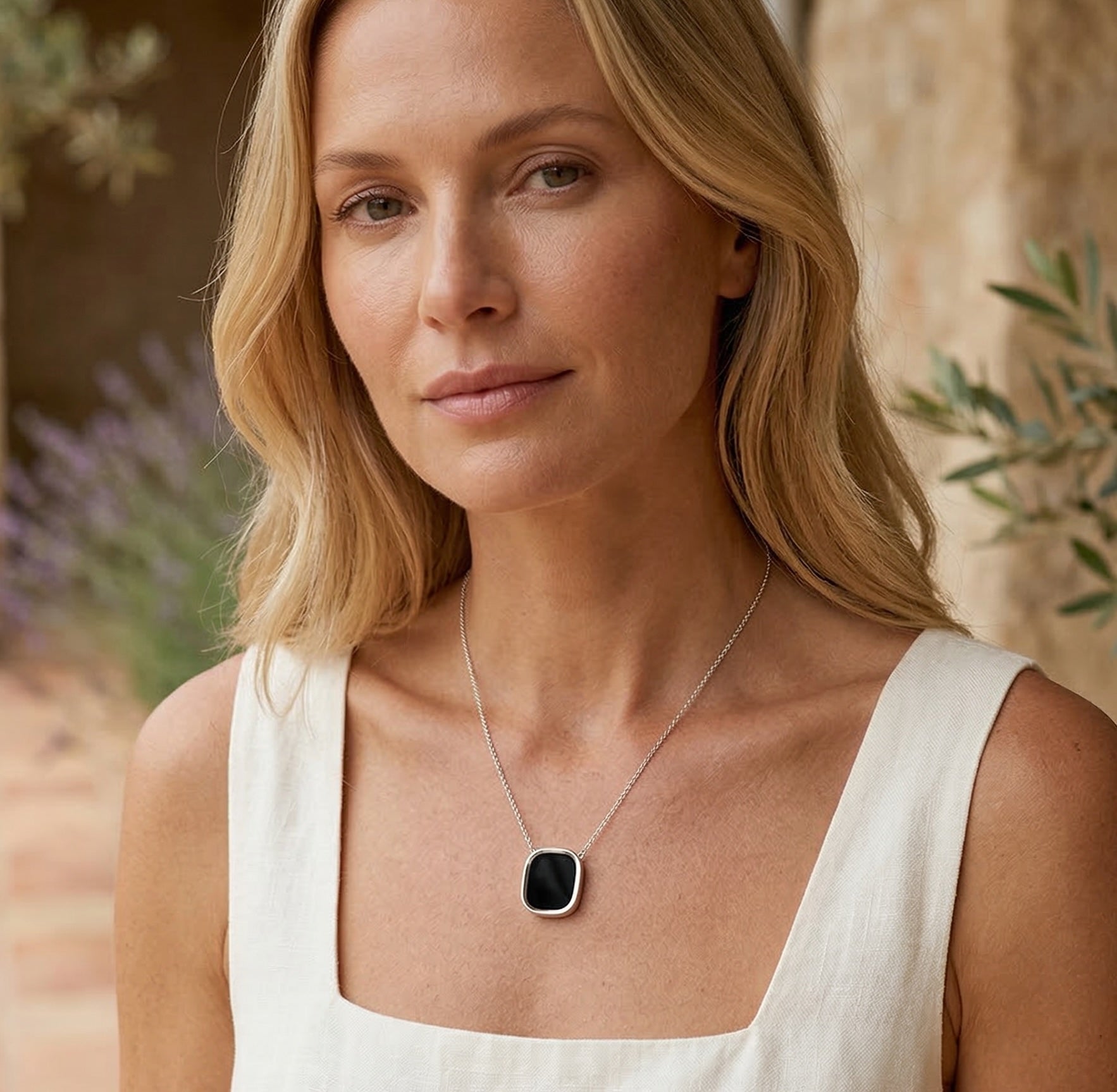 Skalli LARGE MYKONOS STERLING SILVER ONYX NECKLACE – Skalli