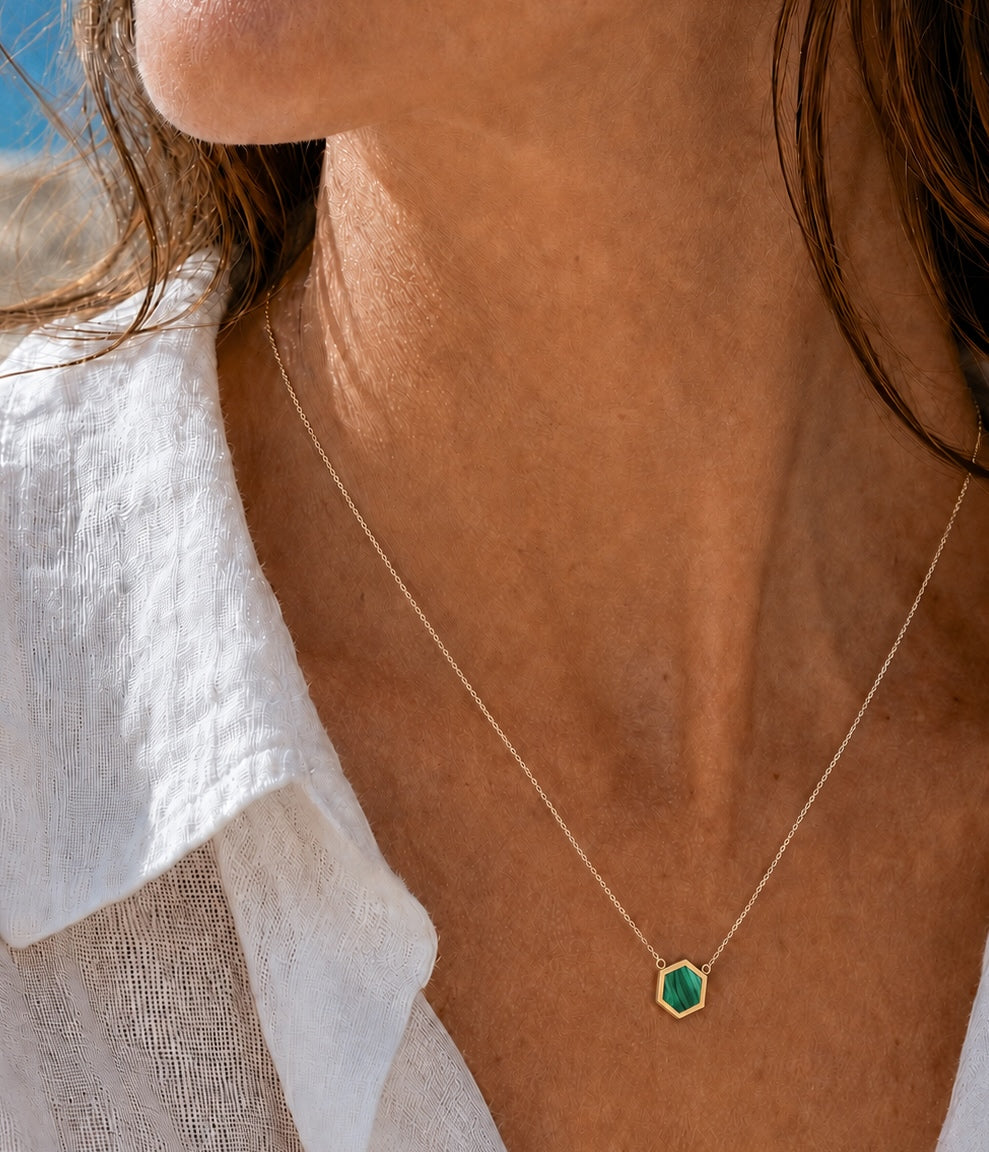 COLLIER HONEY MALACHITE SKALLI