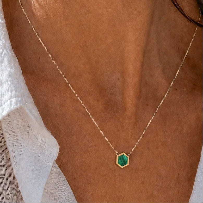 COLLIER HONEY MALACHITE SKALLI