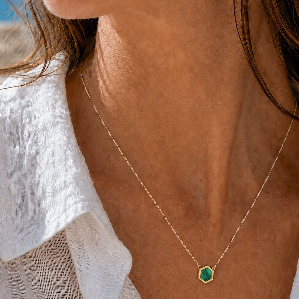 COLLIER HONEY MALACHITE SKALLI