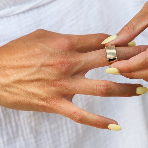 BAGUE TALISMAN plaqué or Skalli