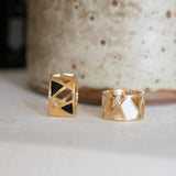 Bague The NEST plaqué or - blanche