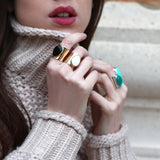 Bague GALET dorée-noire