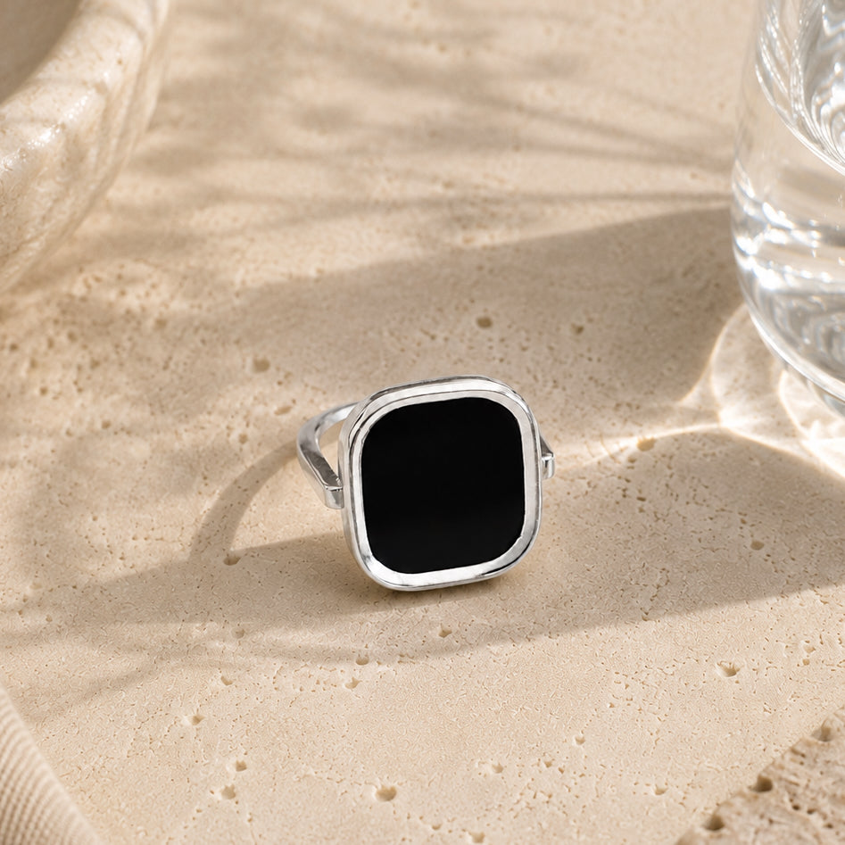 BAGUE MYKONOS ARGENT 925 ONYX SKALLI