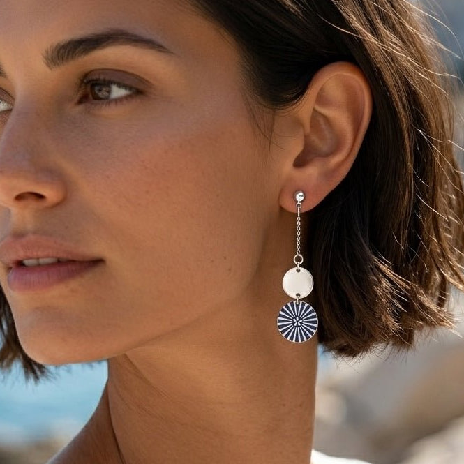 BOUCLES D'OREILLES KIMIKO BLEU MARINE SKALLI