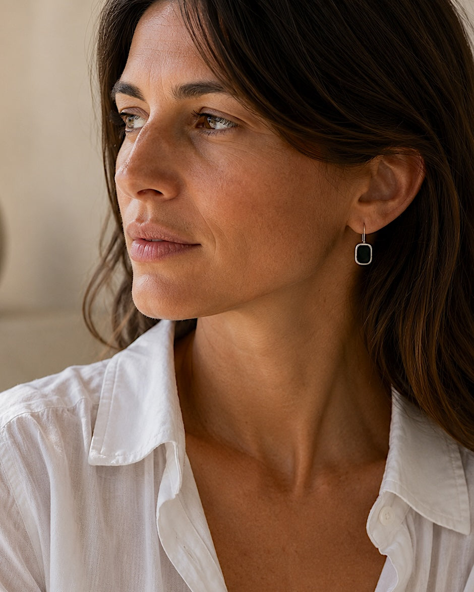 Boucles d'oreilles MYKONOS - Argent - Onyx SKALLI