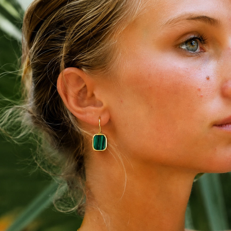 BOUCLES D'OREILLES MYKONOS MALACHITE SKALLI