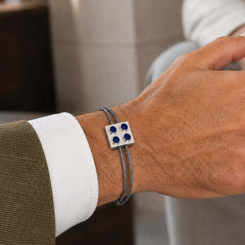 Bracelet Pure Icon Or Blanc & Saphirs bleus SKALLI