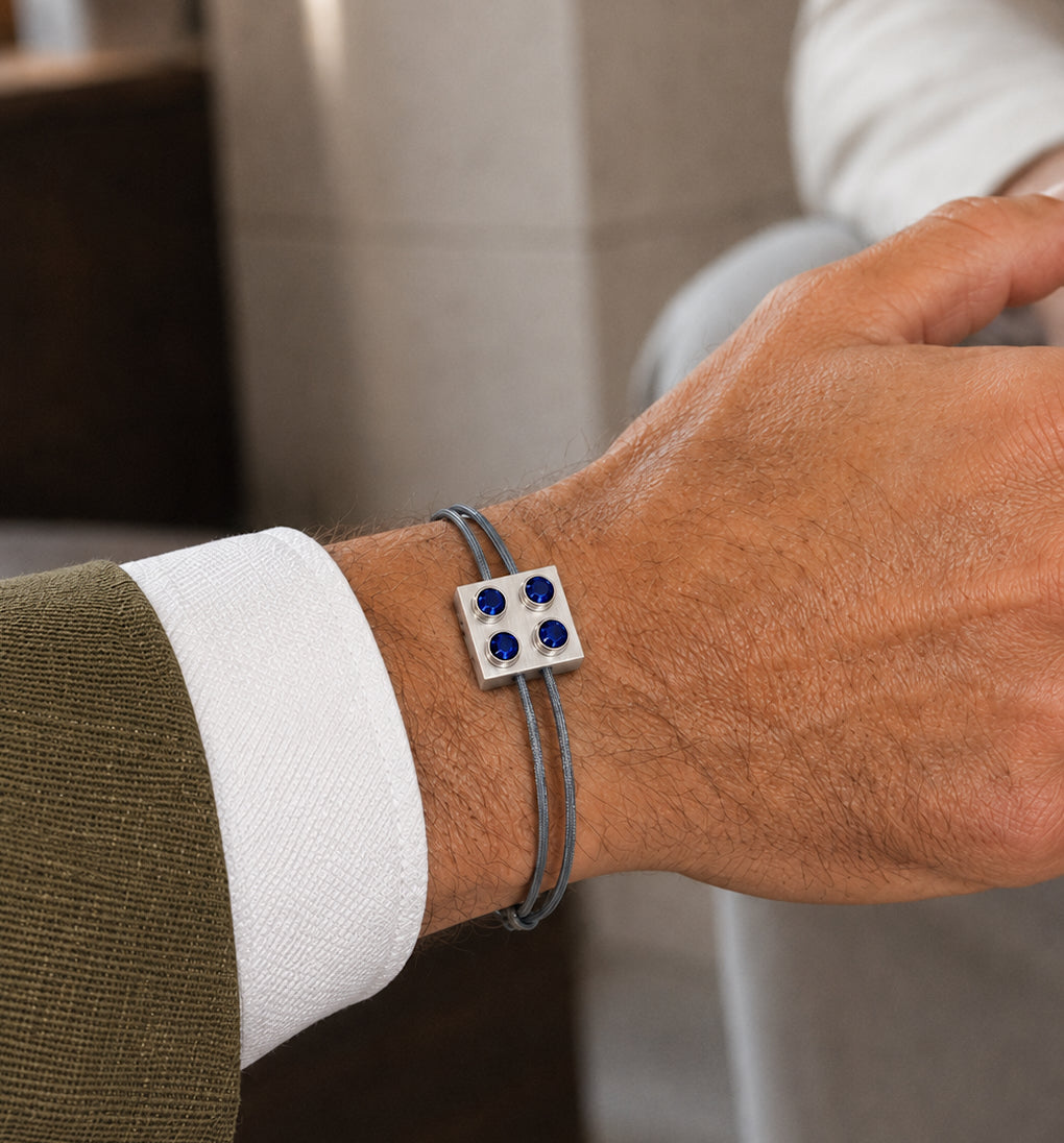 Bracelet Pure Icon Or Blanc & Saphirs bleus SKALLI