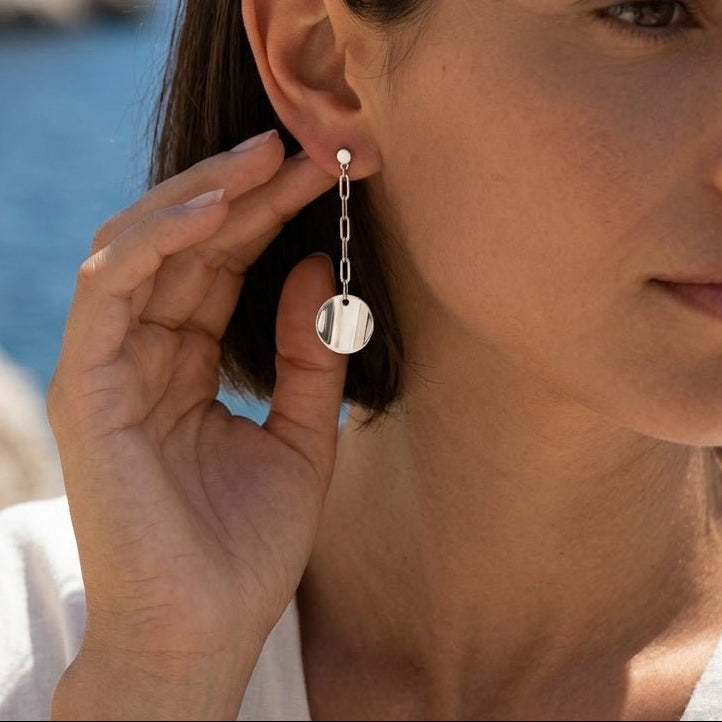 BOUCLES D'OREILLES PENDANTES CHIPS ARGENT 925 SKALLI