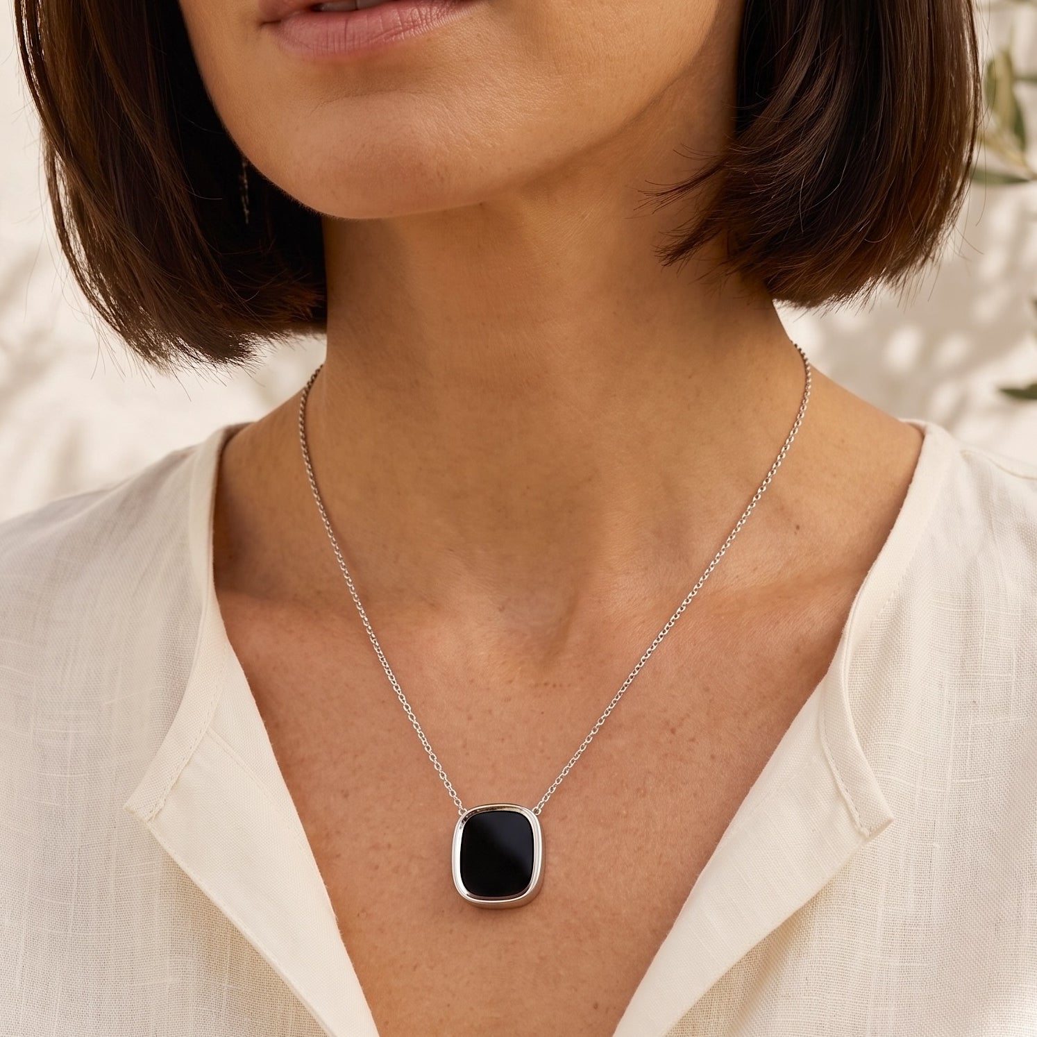 GRAND COLLIER MYKONOS ARGENT 925 ONYX Skalli-Paris
