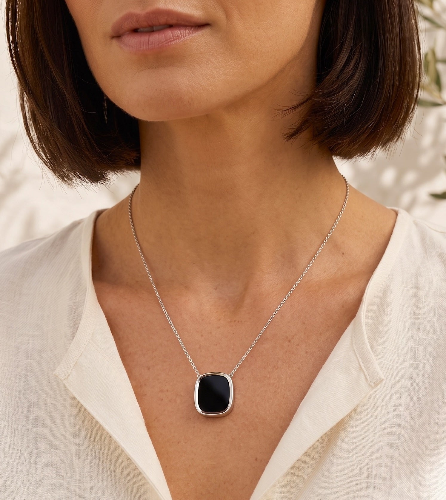GRAND COLLIER MYKONOS ARGENT 925 ONYX Skalli-Paris