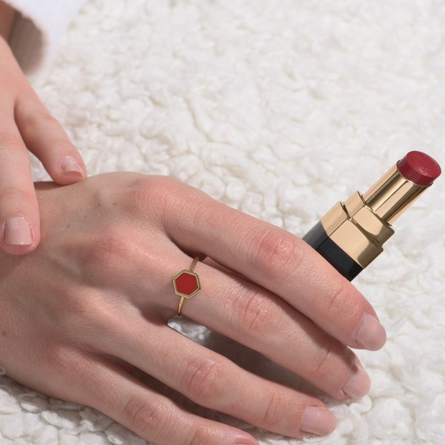 Bague HONEY plaqué or - corail Skalli-Paris