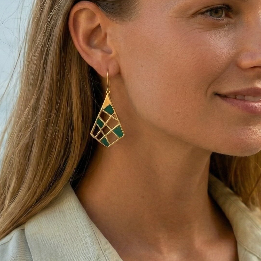 BOUCLES D'OREILLES THE NEST RÉSINE VERTE SKALLI